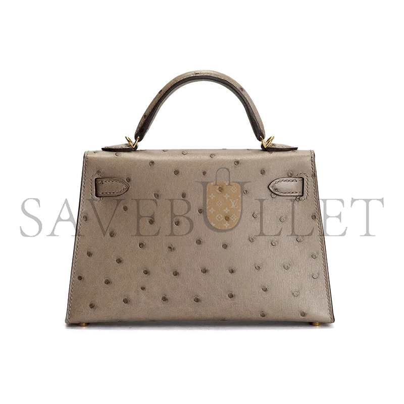 H**mes MASTER MINI KELLY 20 HANDBAG OSTRICH 302025 (19*12*5.5cm)